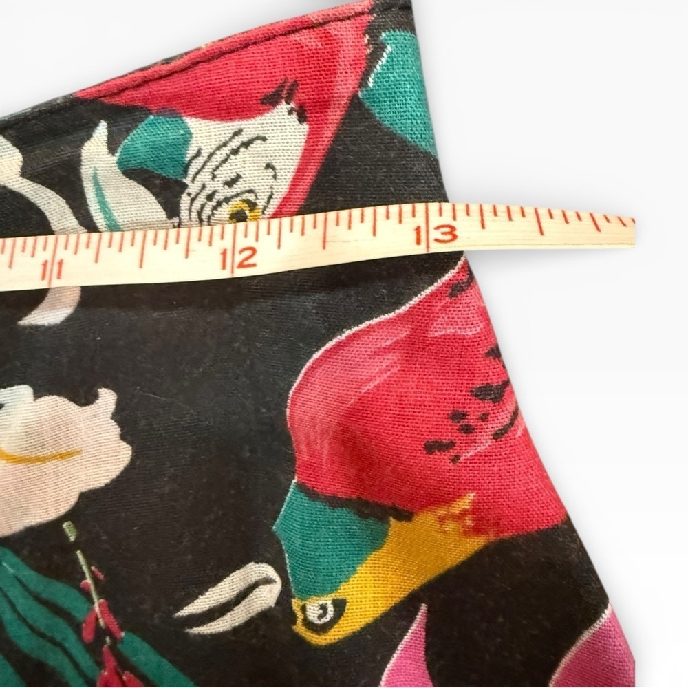 🔻Vintage Tropical Bird Print Midi Skirt | High Waist | Pleated - Picture 4 of 4